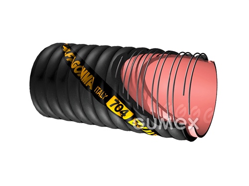 Schlauch 704HA, 203/233mm, 10bar/-1,0bar, NR/SBR-NR, Stahlwendeldraht, -40°C/+80°C, schwarz, 